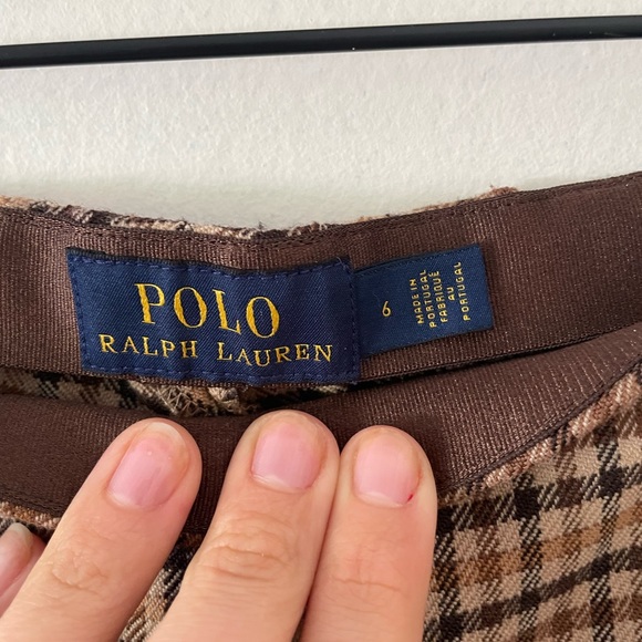 POLO RALPH LAUREN Brown Checkered Trousers: Size 6 - Picture 2 of 2